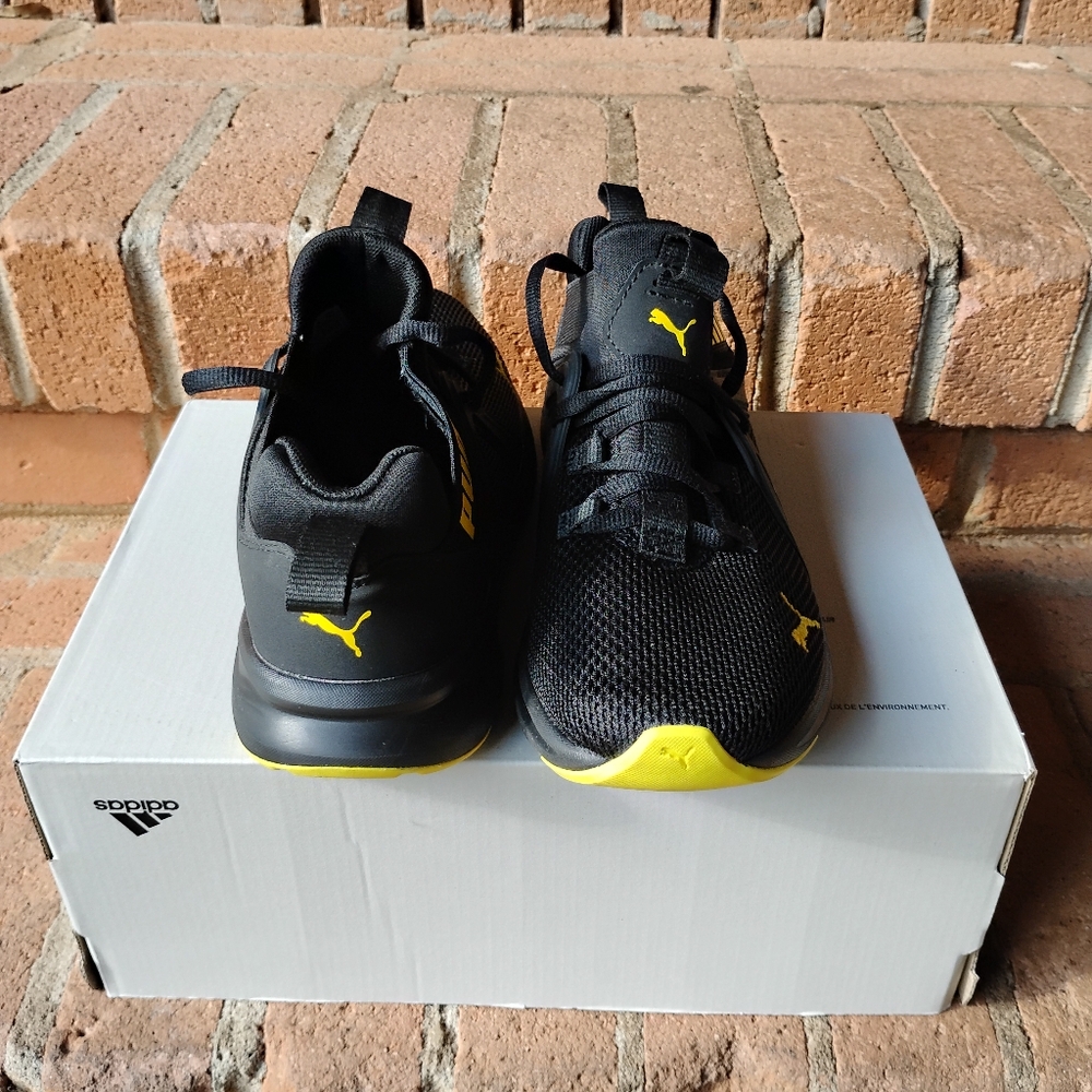 Puma Enzo 2 Weave Boys' Shoes Black And Yellow Size 5 (Used)